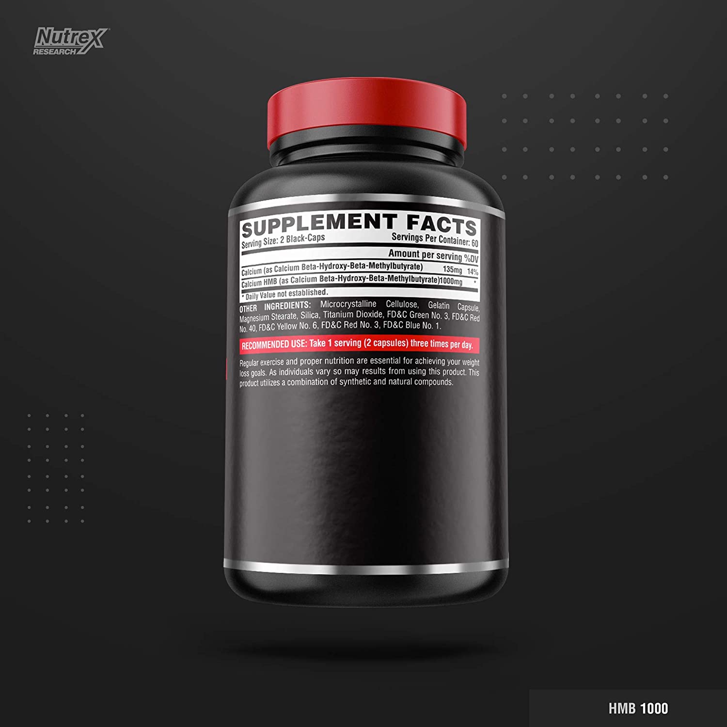 Nutrex HMB 1000 Muscle And Strenght-60Serv.-120Black Caps.