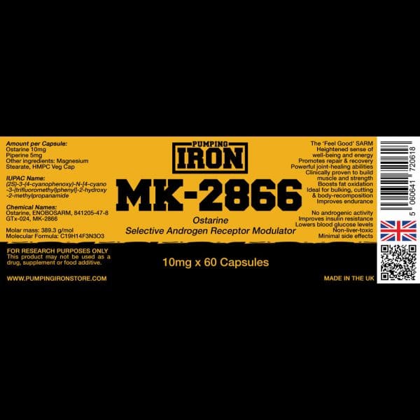 Pumping Iron Ostarine (MK-2866)-10mg-60Caps.