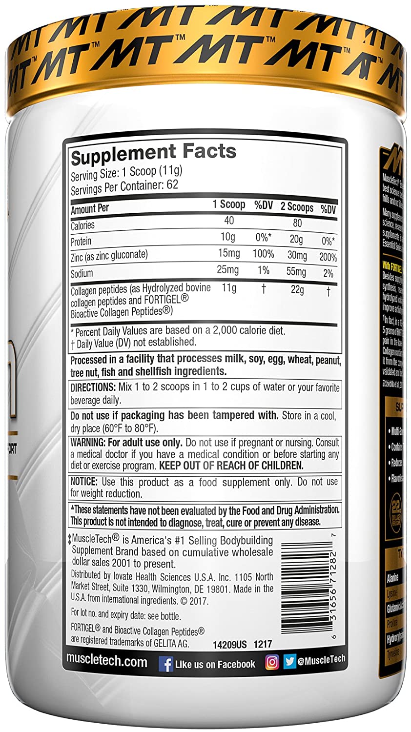 Muscletech Platinum 100% Hydrolyzed Collagen-62Serv.-692G.-Unflavored