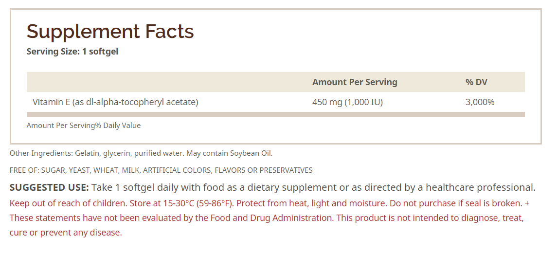 Windmill Natural vitamins Vitamin E 450mg-30Serv.-30Softgels