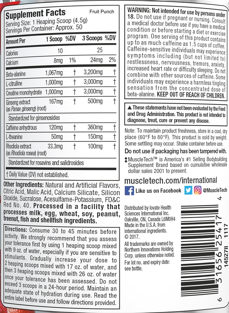 Muscletech Neurocore Pre-Workout-50serv-224G-Fruit Punch