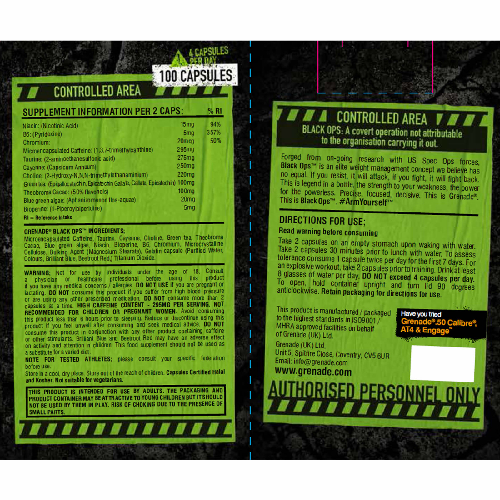 Grenade Black Ops-50Serv.-100Caps.