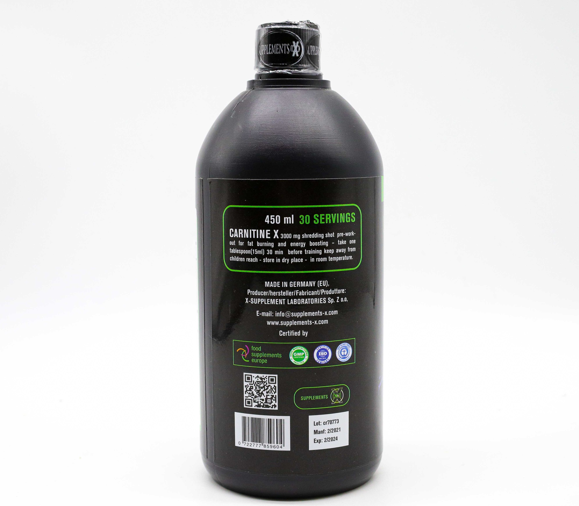 Supplement X Carnitine 3000MG 30Serv.-450ML.-Bluberry