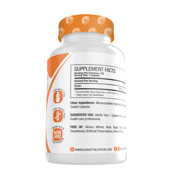 Sun Gift Biotin 10000MCG-120Serv.-120Caps.