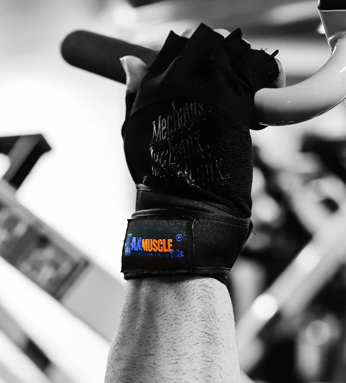 Max muscle gloves with wrist support-Black-XL