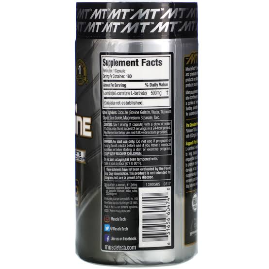 Muscletech  platinum Carnitine-180Serv.-180Tabs.