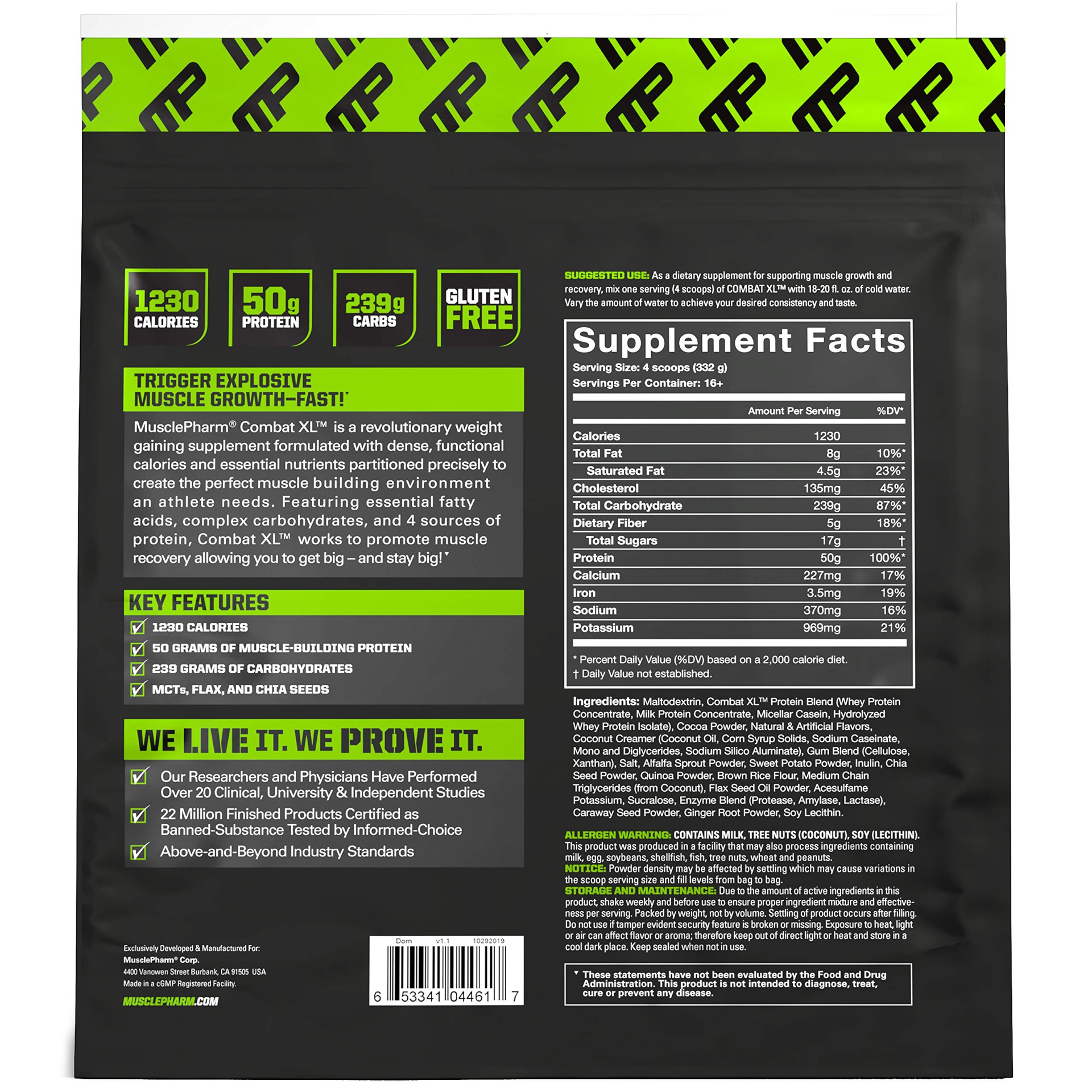 Muscle Pharm Combat XL Mass gainer-16Serv.-5.44kg.-chocolate.