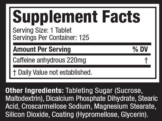Muscletech Platinum 100%Caffeine-125Serv.-125Tabs.
