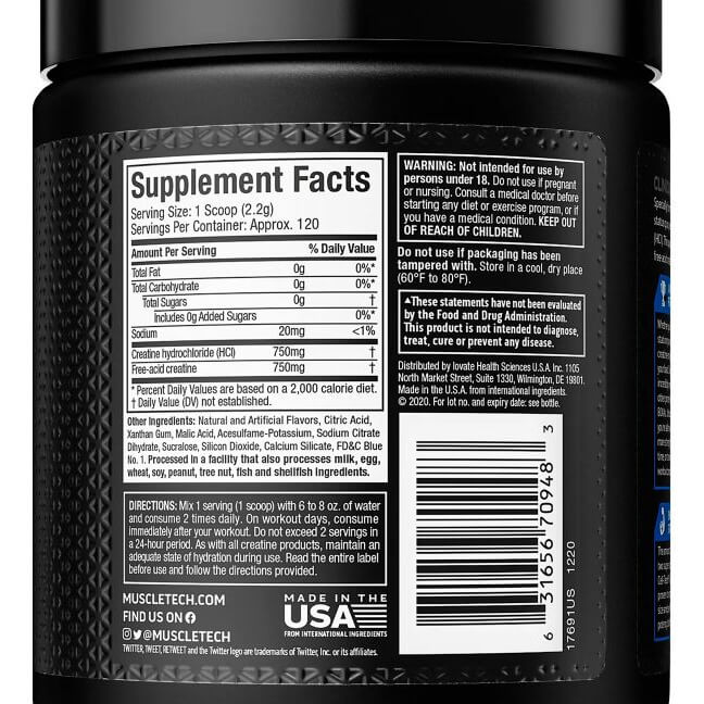 Muscletech Creactor Creatine HCL-120Serv.-Raspberry Blast