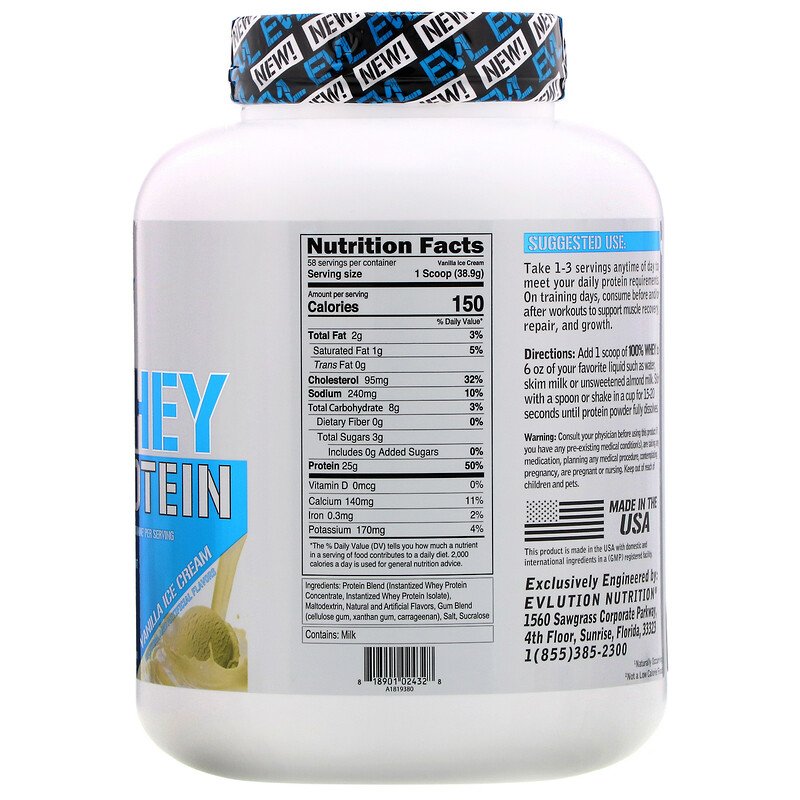 Evlution Nutrmon Whey Protein-58Serv.-2.268KG.-Vanilla ice Cream