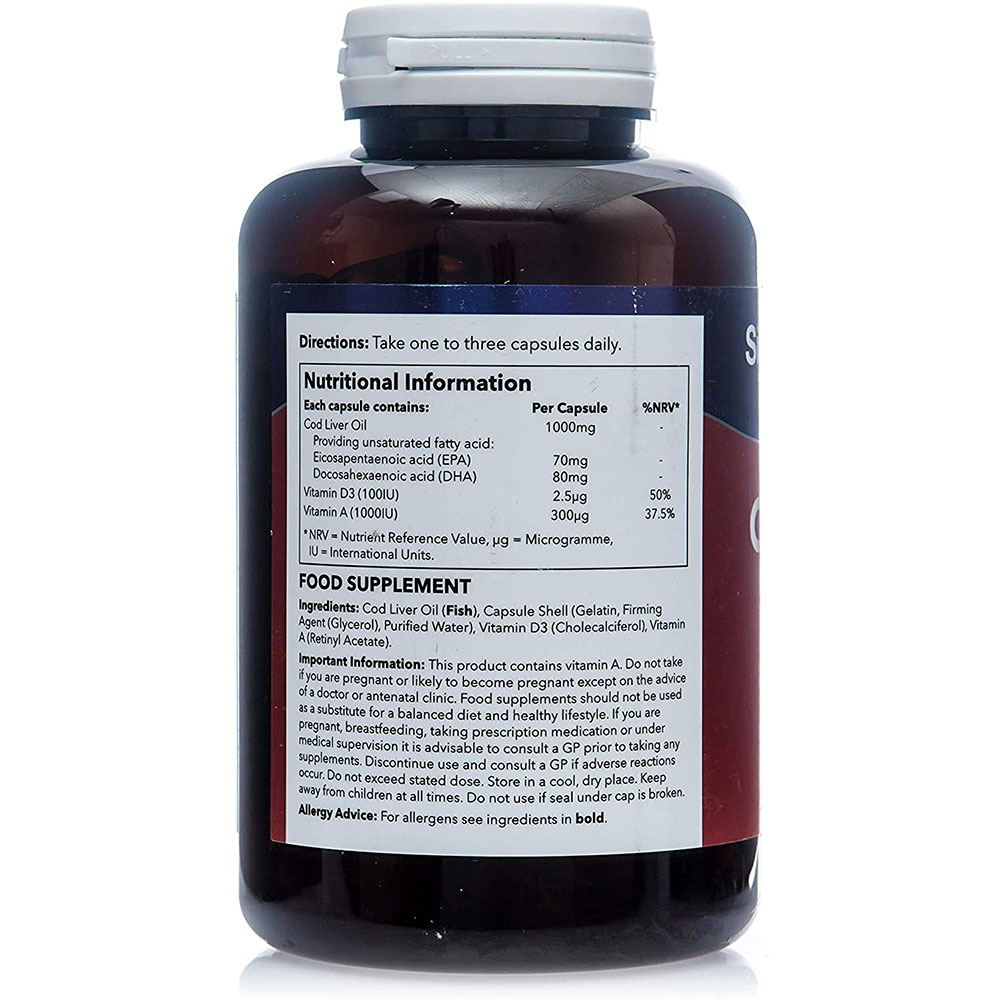 SIMPLY SUPPLEMENTS .cod liver oil.1000mg fish oils .180 capsules