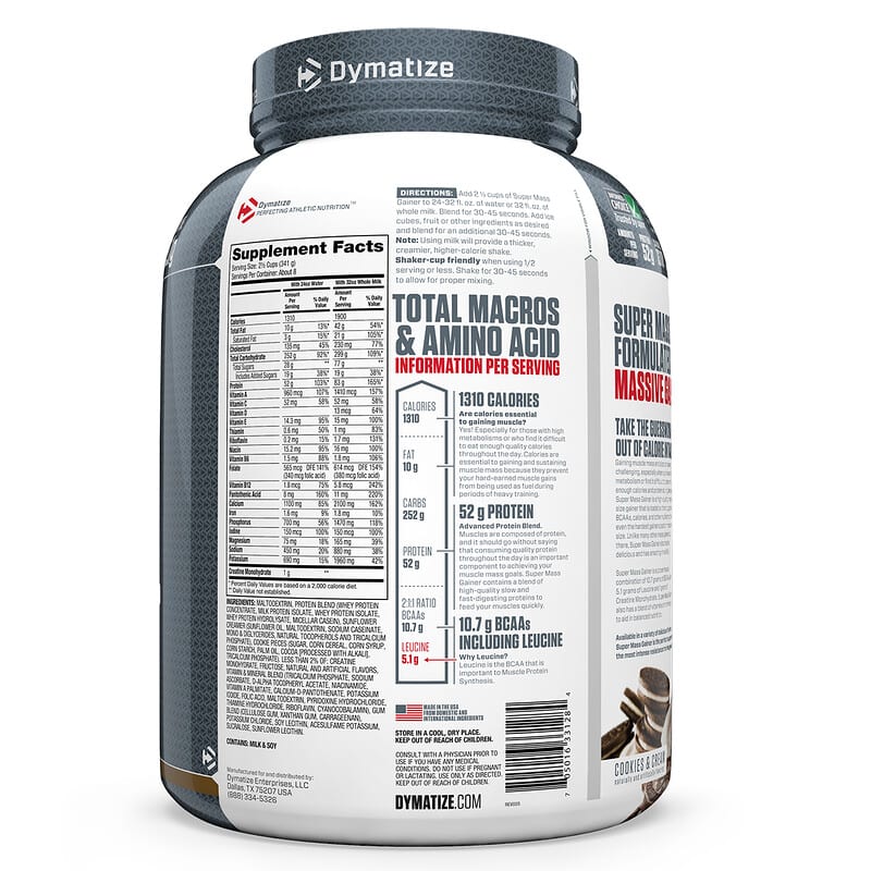Dymatize Super Mass Gainer-8Serv.-2.7Kg.- Cookies &amp; Cream