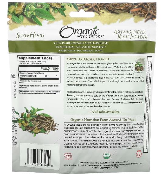Organic Traditions Ashwagandha-40Serv.-200G