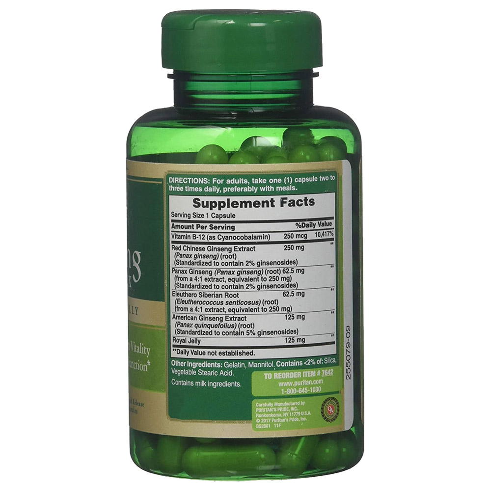 Puritan's Pride Ginseng Complex With Royal Jelly-100Serv.-100Caps