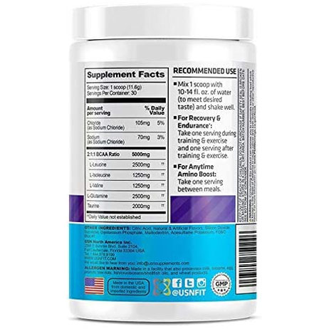 Usn Bcaa Amino+Recovery&amp;Endurance Powder-30Serv.-330G-Blue Raspberry