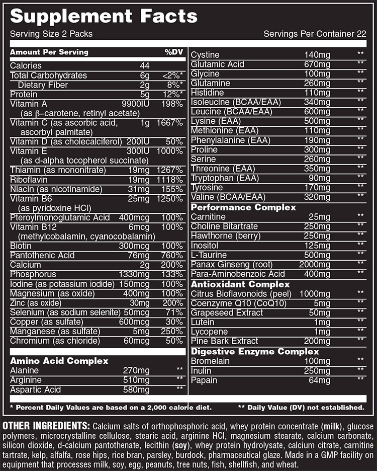 Universal Animal Pak Limited Edition-22Serv.-44 Packs