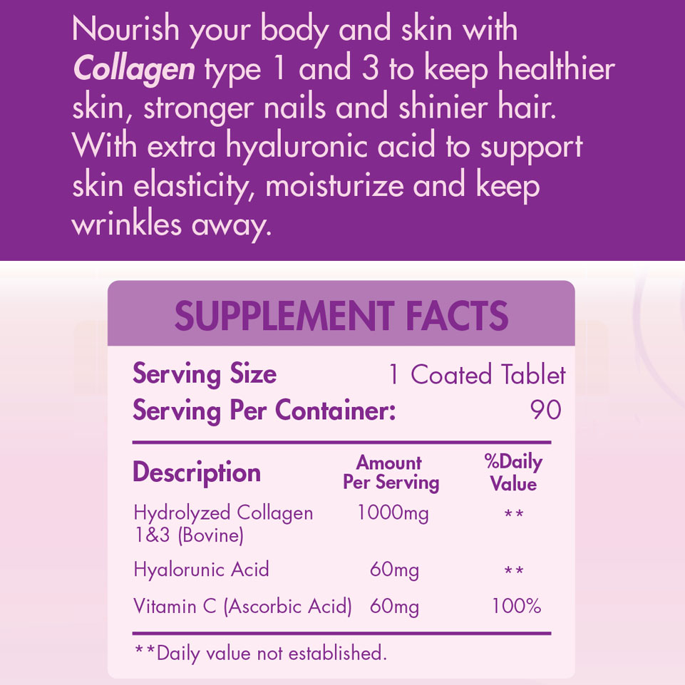 Organic Nation Hydrolyzed Collagen 1000+-90Coated Tablets