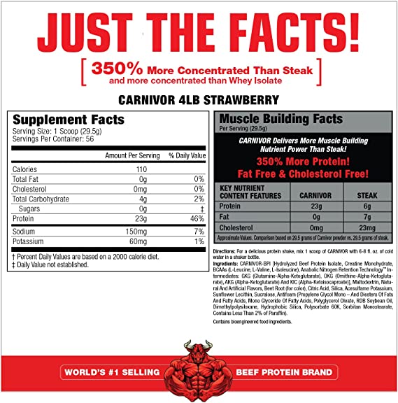 Musclemeds Bioengineered Beef Protein isolate Carnivor-56Serv.-1803G-Strawberry