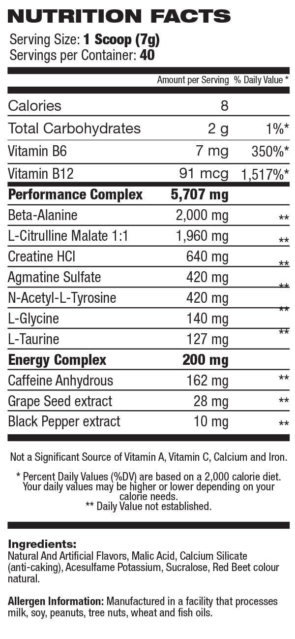 Eliete labs usa Energy,Focus Pumps Pre Rage-40Serv.-280G.-Grape