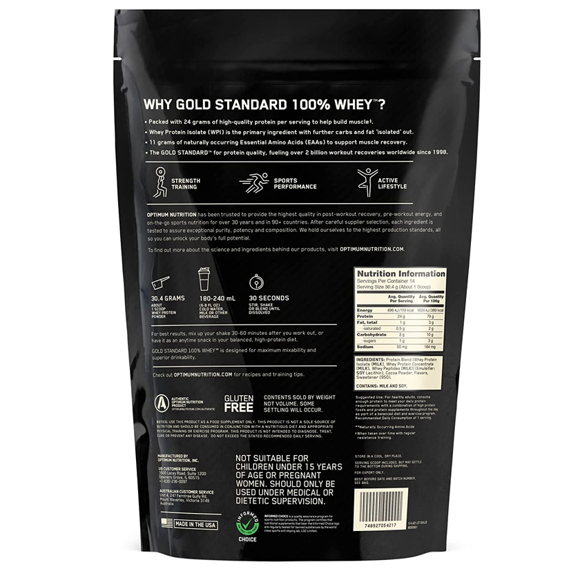 Optimum Nutrition Gold Standard 100% Whey-14Serv.-454G-Double Rich Chocolate