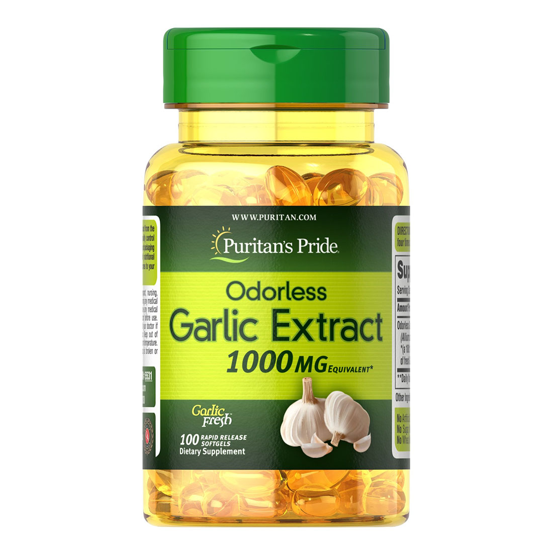 [074312155314] Puritan's Pride Odorless Garlic Extract 1000MG-100Serv.-100Rapid Release Softgels