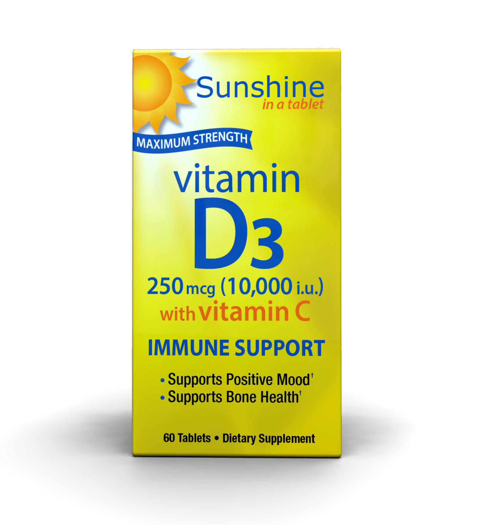 [035046092047] Windmill Sunshine In A Tablet Maximum Strength Vitamin D3 250mcg (10,000i.u) With Vitamin C-60Serv.-60Tabs.