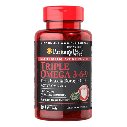 [025077101542] Puritan's Pride Triple Omega 3.6.9-20Serv.-60Soft Gels