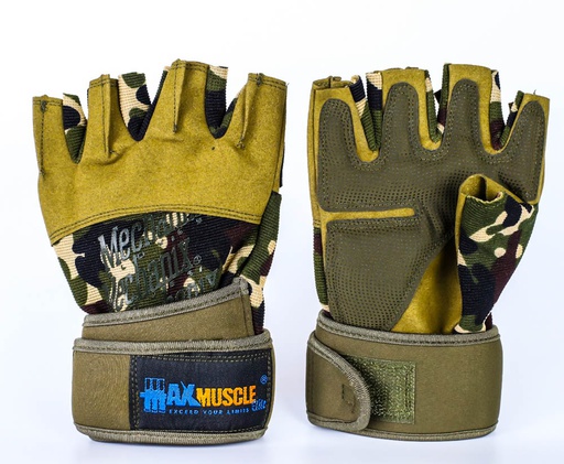 [151210] Max Muscle Lifting Gloves&amp;Wrist Support-L-Dark Green