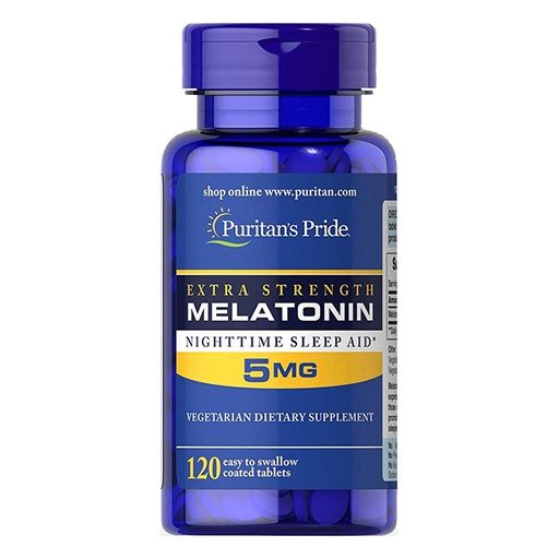 [025077157464] Puritan’s Pride Extra Strength Melatonin  5Mg Night Time Sleep Aid--120Serv.-120tabs.