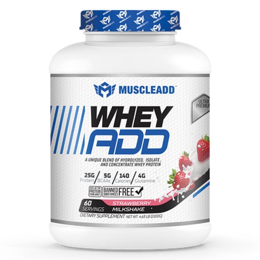 [6224009363476] Muscle Add Whey Add-60Serv.-2100G-Strawberry Milkshake