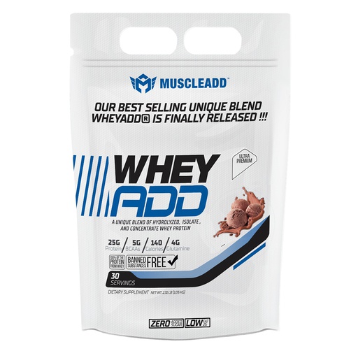 [6224009363681] Muscle Add Whey Add-30Serv.-1080G.-Chocolate Ice cream.