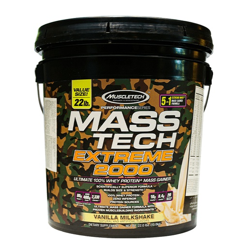 [631656258950] Muscletech Mass Tech Extreme 2000-18Serv.-10KG-Vanilla Milkshake