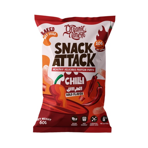 [6222023702219] Organic Nation Snack Attack Protein Puffs-1Serv.-60G.-Chilli