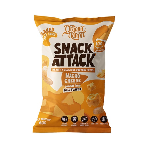 [6222023702196] Organic Nation Snack Attack Protein Puffs-1Serv.-60G.-Nacho Cheese